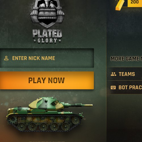 Design a main page for a mean tanks artillery mobile game Design by shamfeen