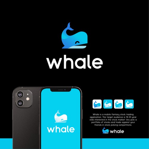 Whale mobile app logo Design by vsbrand