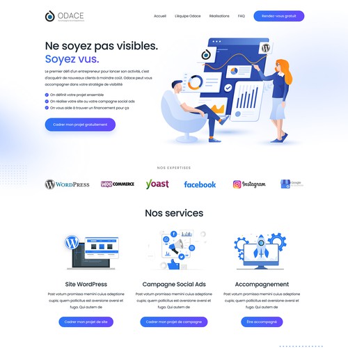 "Créez le Nouveau Visage d'Odace : Concours de Refonte Web" ganador Diseño de página web por AARYA CREATIVES