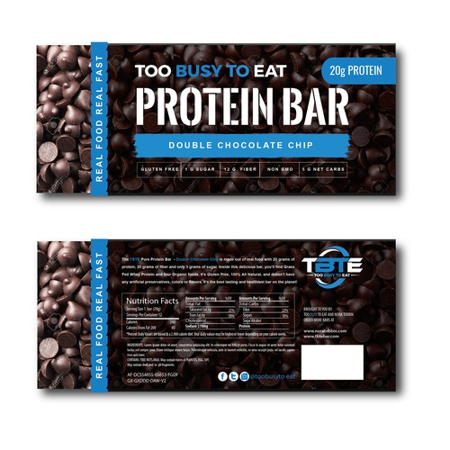 Design a unique protein bar wrapper for Too Busy To Eat-ontwerp door Catus