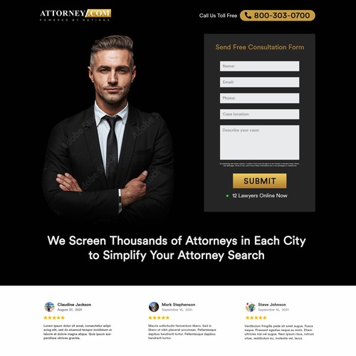 Design a Landing Page for Attorney.com Design by Umetnick