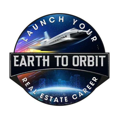 Realistic Logo for "Earth to Orbit" Sales Course. Achieve financial freedom through real estate. Design by GIRA.