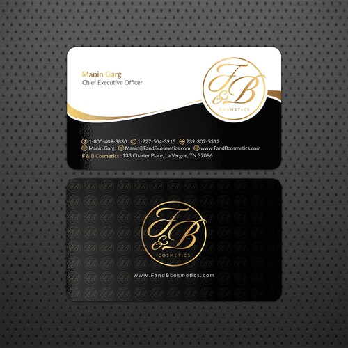 コンペ「Black & Metallic Gold Business Cards」のデザイン by CurveSky™ ☑️さん 