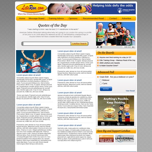 LetsRun.com Homepage Re-Design/Cleanup Diseño de Petiks Design Studio