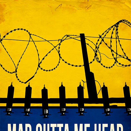 Book cover for "Mad Outta Me Head: Addiction and Underworld from Ireland to Colombia" Design by Covermint