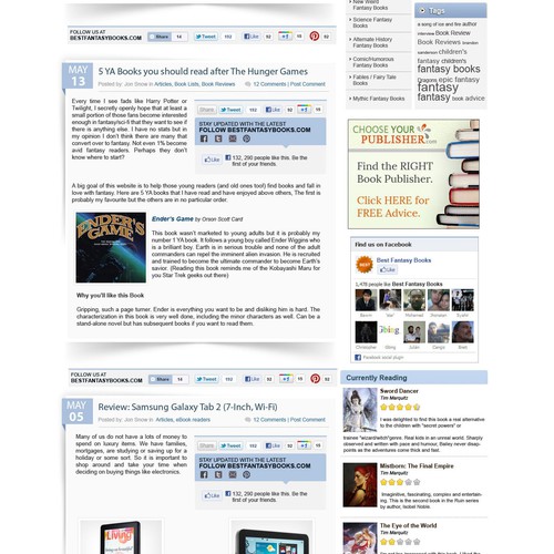 Help Best Fantasy Books with a new website design Réalisé par rosiee007