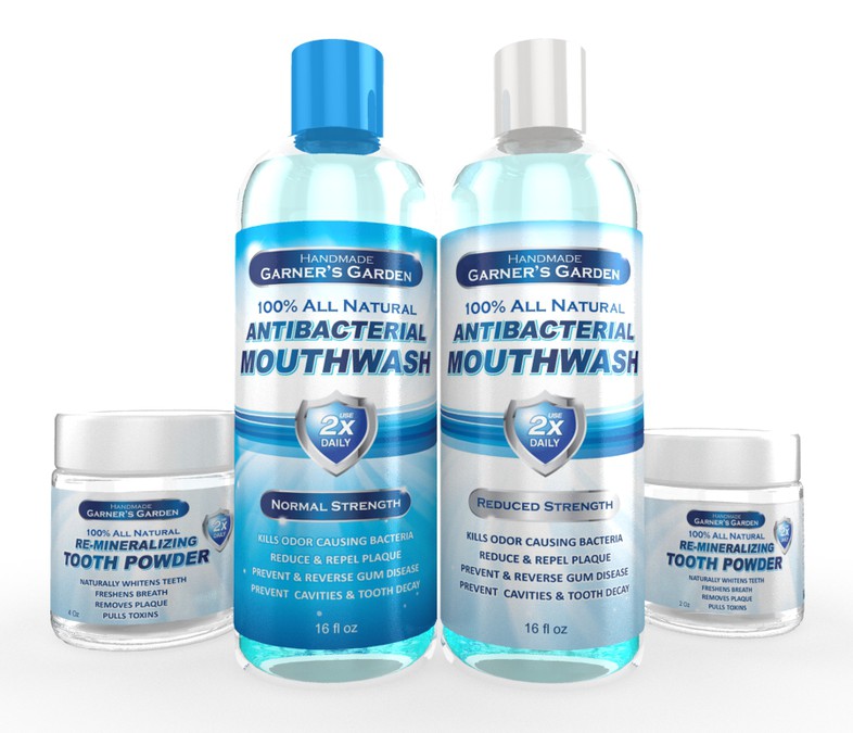 Labels for Natural Oral Care Regimen Mouthwash and Tooth Powder