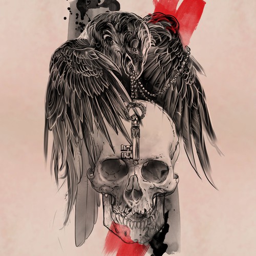 Gothic Raven tattoo Réalisé par metatron studio