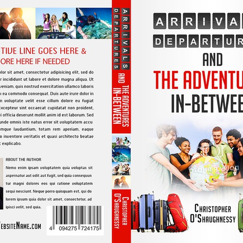 Create impactful, eye-catching book cover for "Arrivals, Departures, and the Adventures In-Between" Design by Nellista