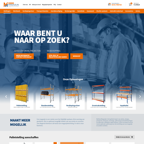 Creative website templates for a leading pallet racks company_ Meermagazijn Design by ChickenDinner