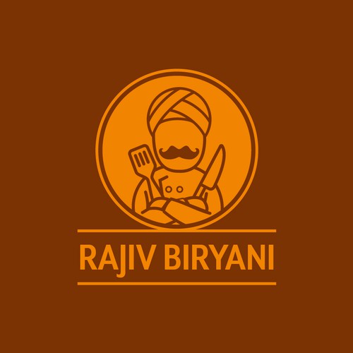 Indian Food Cloud Kitchen Logo Design, Rajiv Biryani Diseño de VictorChon