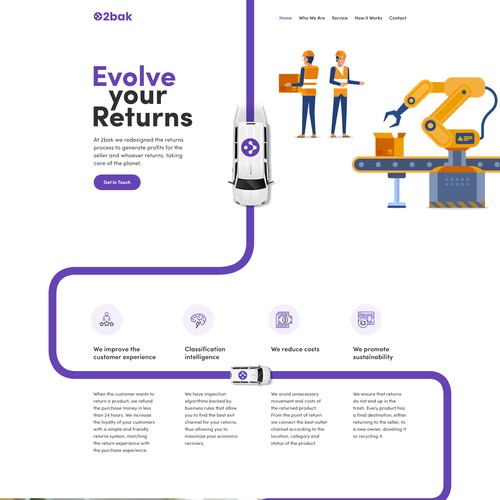 We need an awesome one page landing for our return management product / Diseño web 2bak Design by Tushar K∎