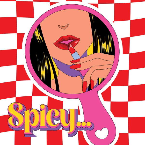 Waering lipstick 70s aesthetic design