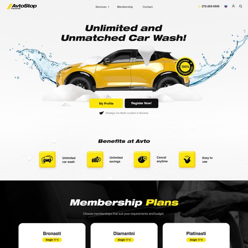 Designs Car wash subscription  page design contest