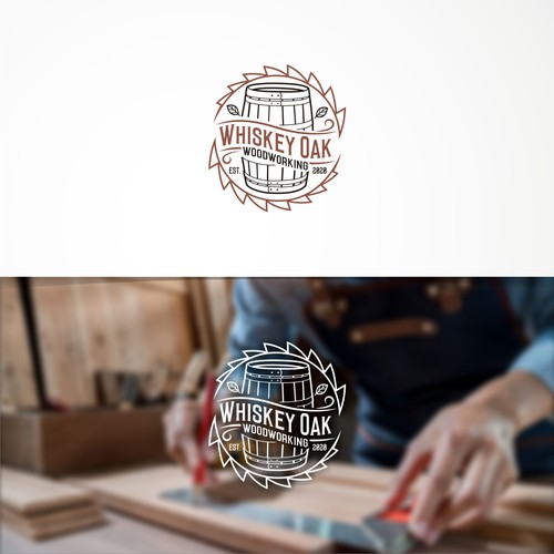 Powerful, vintage, whiskey inspired logo for woodworking company Diseño de Rasyid