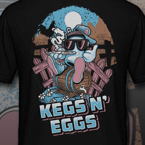 Breakfast Beers Kegs and Eggs illustrated graphic tee Design by marcuz030