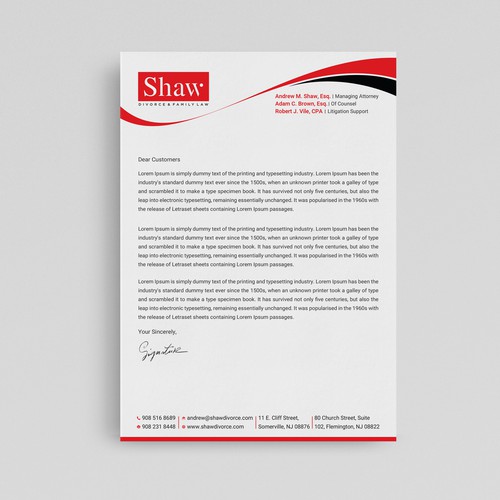 Letterhead for Divorce & Family Law Firm; Modern, Conservative Design Design by prosenjit_P