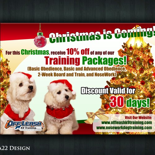 Holiday Ad for Off-Leash K9 Training Design by Vania22