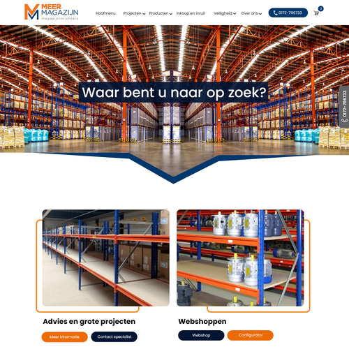 Creative website templates for a leading pallet racks company_ Meermagazijn Design by Technology Wisdom