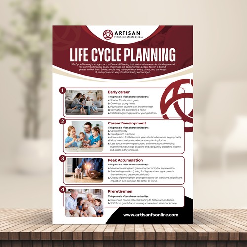 Design Attractive Print flyer explaining financial priorities through life stages Design by Mulyana D-Zign