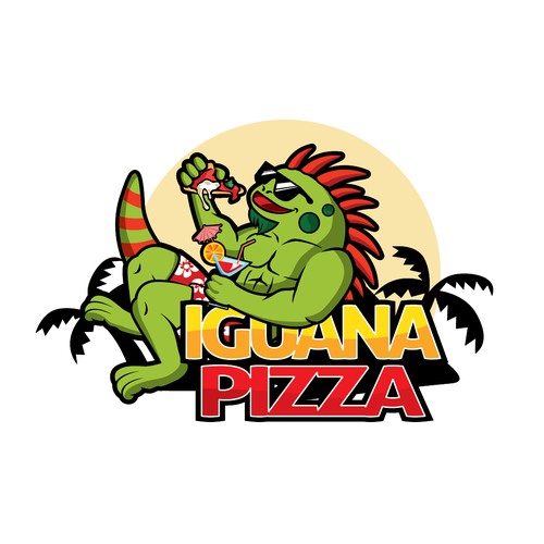 Create a playful logo for Caribbean "Iguana Pizza" restaurant Design by CAKPAN