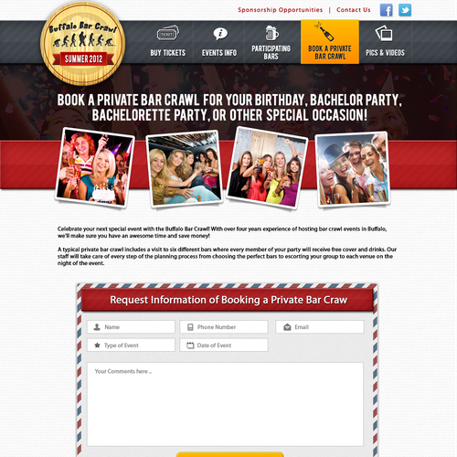 $1,420: New Website for "Bar Crawl" Nightlife Event Company! デザイン by derpina