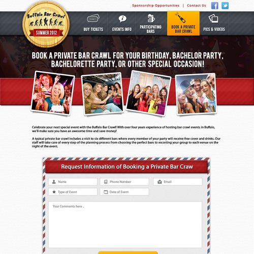 Design di $1,420: New Website for "Bar Crawl" Nightlife Event Company! di derpina