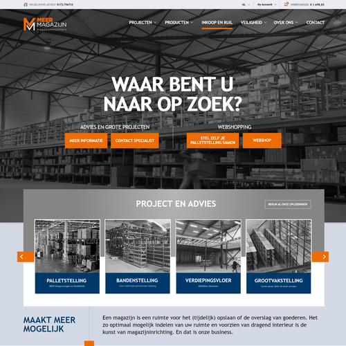 Creative website templates for a leading pallet racks company_ Meermagazijn Design by ChickenDinner