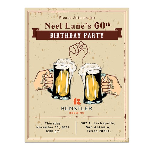 Design retro birthday flier for beer hall bash Design by ArtCulturZ