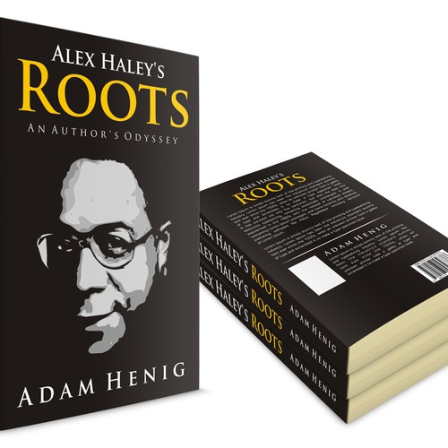 Create a 1970s retro book cover for biography of Alex Haley, author of "Roots." Design by Rac.design