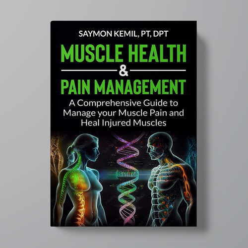 Book cover with a drawing images of the human anatomy combining muscles and bone structure. Design by Xnine