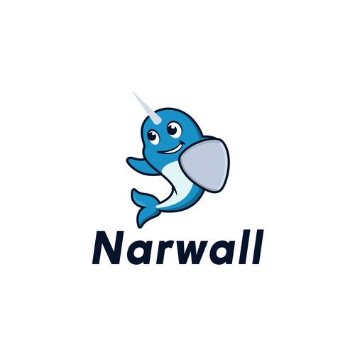 Create a cute, premium narwhal mascot for a bold, innovative COVID mask Design by DZenhar Studio