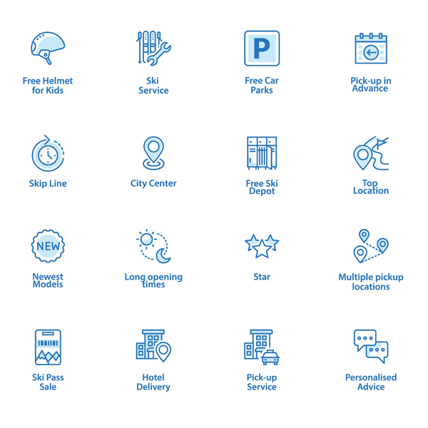 CheckYeti ski rental icons