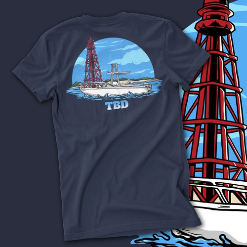 Custom boat shirts for the fam to wear fishing and diving Design by Oremeba