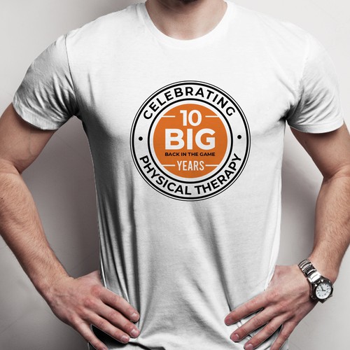 10 Years in Business Celebration T-shirt for staff and patients Design by unflea