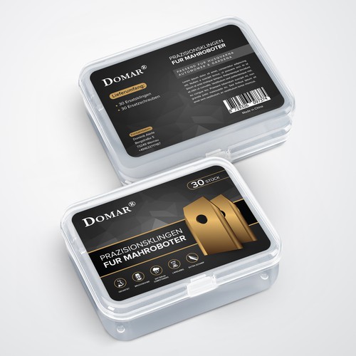 Plastic Box Labels for lawn mower blades Design by StanBranding