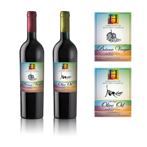 Olive Oil & Balsamic Vinegar label for Horrocks Farm Market Design by Design Kazoo