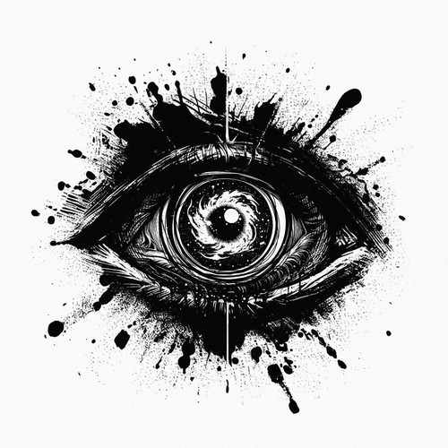 "Lens That Sees Its Flaws" abstract concept tattoo design Design by Ángel R.