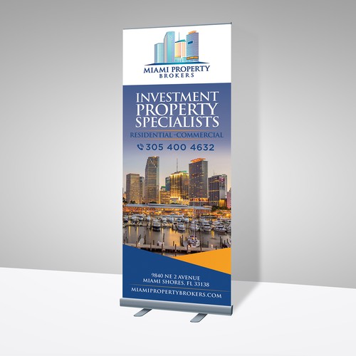 Create a sleek trade show banner for a Miami real estate company ...