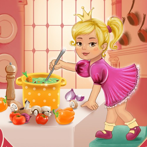 "Princess Soup" children's book cover design Diseño de Britany