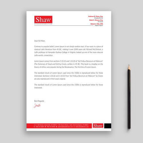 Letterhead for Divorce & Family Law Firm; Modern, Conservative Design Design by Rifat Sarkar