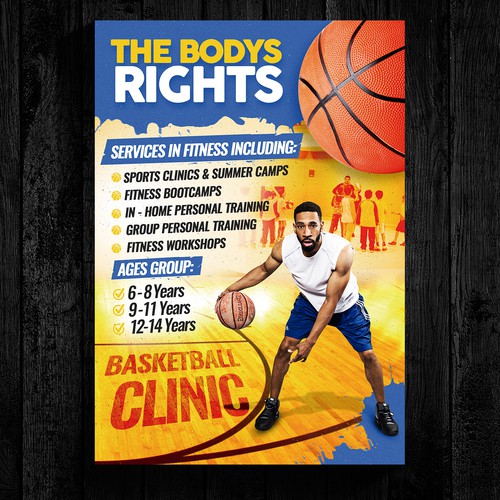 Create a basketball clinic flyer for community center | Postcard