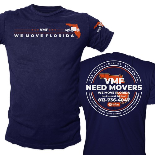 Bold, Professional T-Shirt Design for Veteran-Owned Moving Company (VMF Movers) Design by KartiK 2002