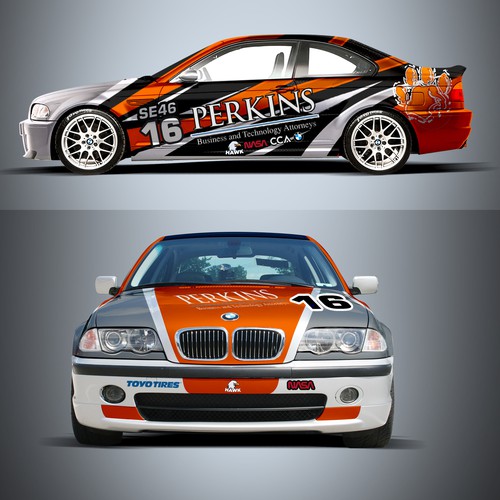 Perkins-Clemson e46 Race Car Wrap Design by Tanny Dew ❤︎