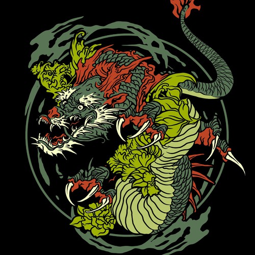 Japanese Tiger & Dragon Art Request Design by Dope Hope