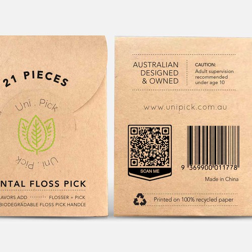 We need a Clean & Minimum design for our first Smart packaging dental floss picks product Design by Lady Goga