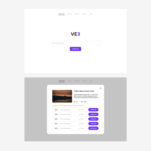 VE3 - Simple Video Downloader Website | Google Style Design by curtismccrady