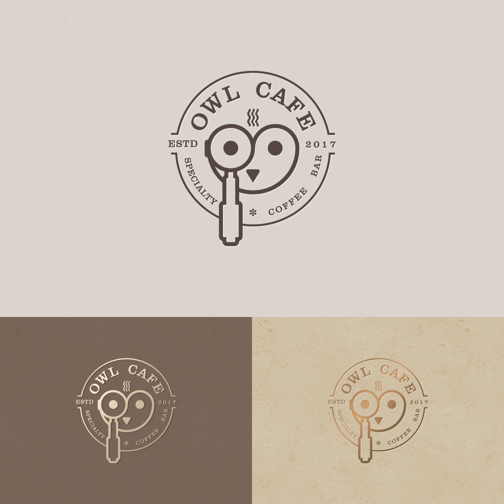Old man logo with the title 'Logo Design concept for OWL CAFE'