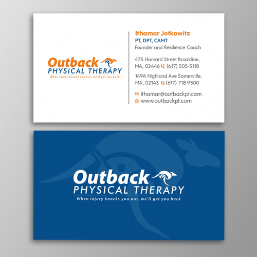 Business card for 2 clinic physical therapy office Design by Design sp