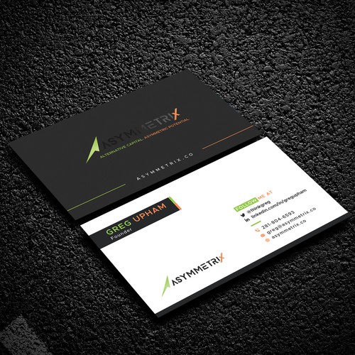 Design a cool, edgey but sophisticated business card for an alternative investment firm. Design von Geniousrabbani